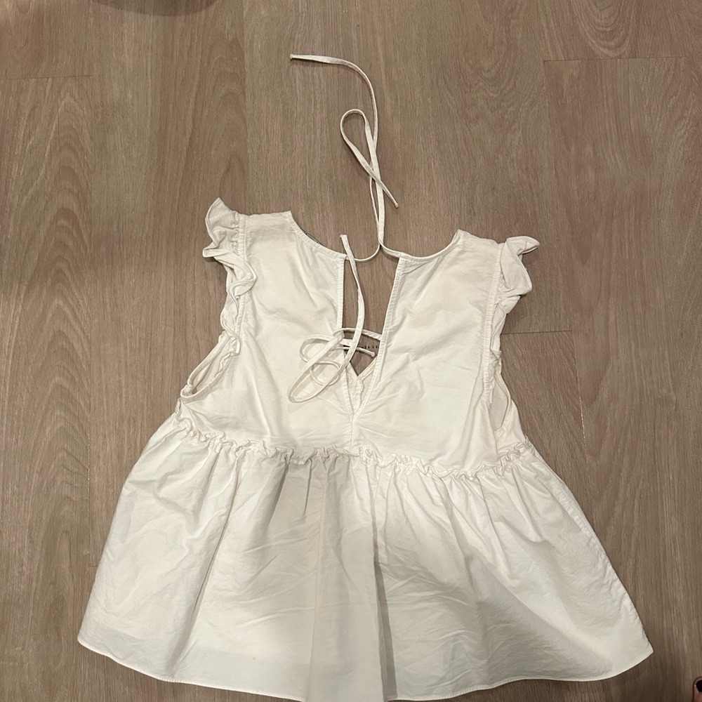 Zara White Ruffled Tank - Picture 4 of 6